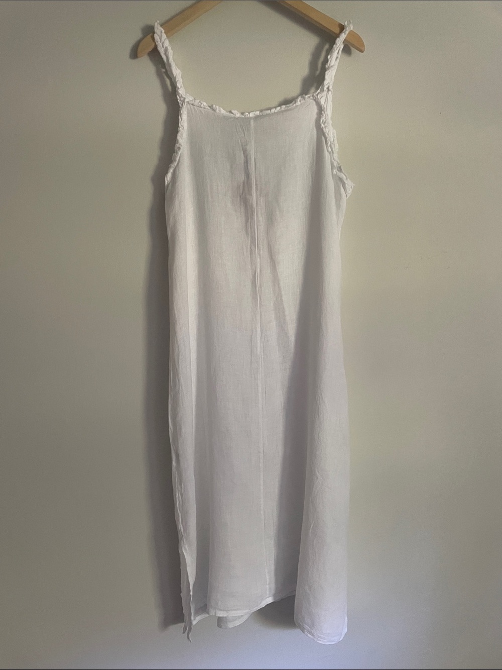 Francesca Bettini White Linen Ruffle Edge Midi Dress. L. NWT - Picture 4 of 12